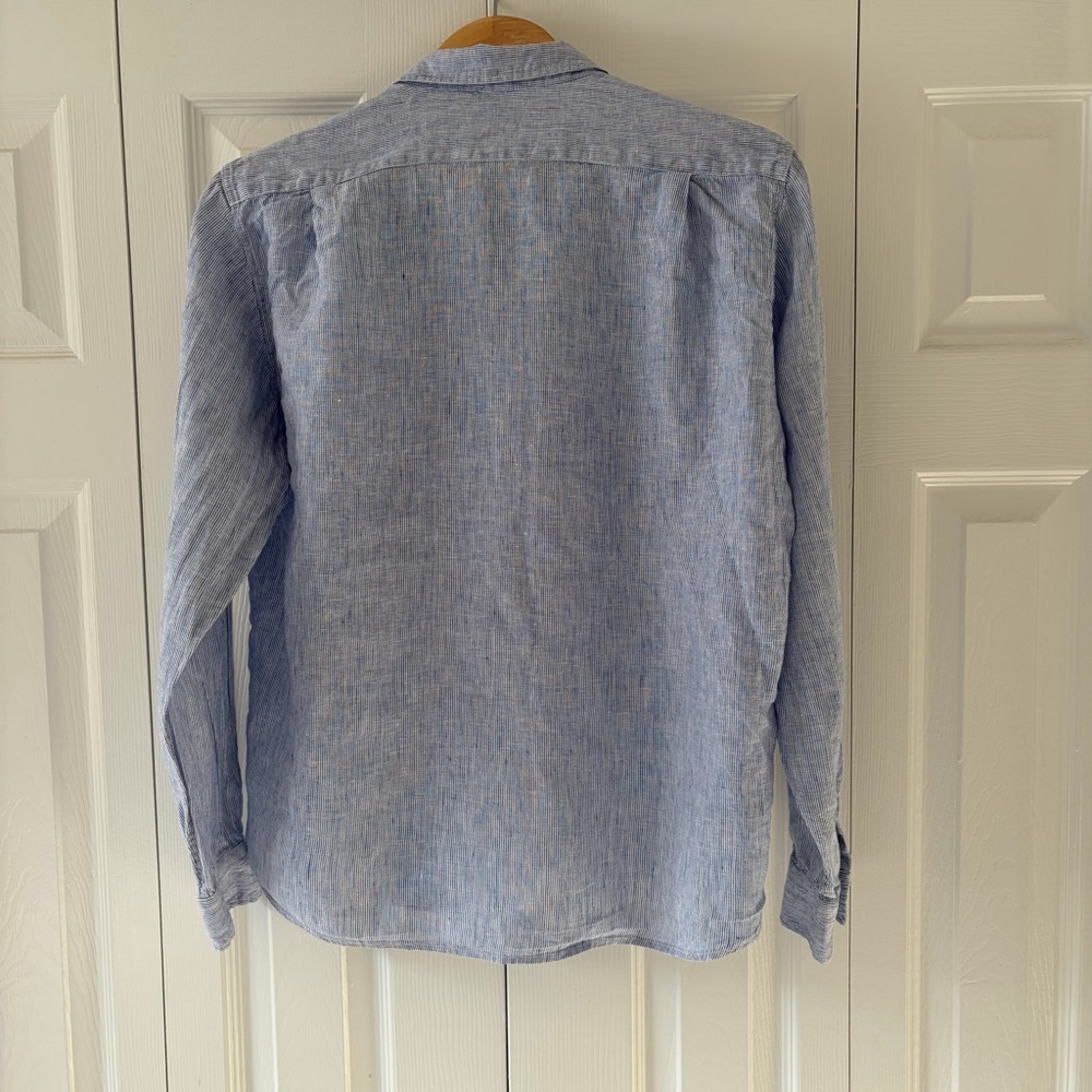 Muji Light Blue Linen Button-Down Shirt - Picture 8 of 13